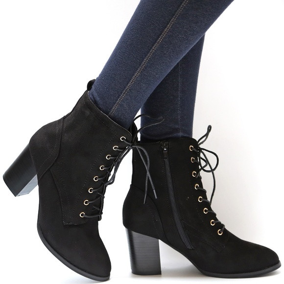 block heel booties lace up